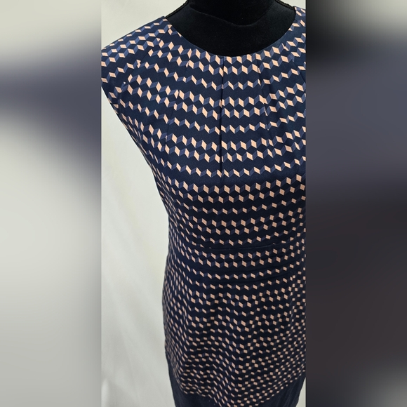 Tory Burch women 4 nico sheath dress career geometric cube print silk minimalist - Picture 3 of 8